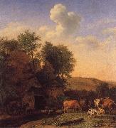 POTTER, Paulus A Landscape with Cows,sheep and horses by a Barn china oil painting artist